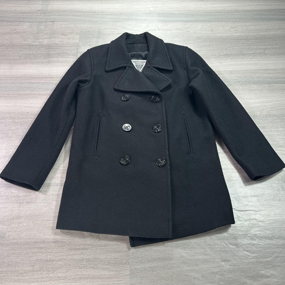 VINTAGE Marvin Richards Coat Womens 2 Black Wool Pea Sailor Made USA